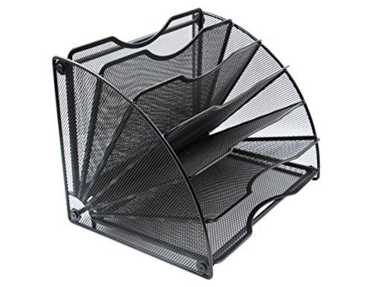 EasyPAG Desk File Organizer 6 Compartment Fan-Shaped Filing Paper Holder Letters Tray Desk Organizers and Accessories,Black